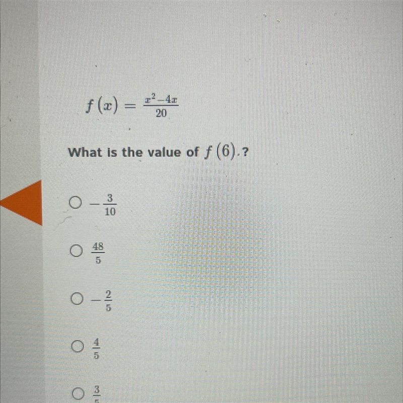 F(x) = 7_4z 20 What is the value of f (6).? 0-0 10 10 5 O O 15-example-1