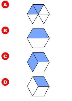 Which shapes show equivalent fractions? A.shapes A and B B.shapes A and D C.shapes-example-1