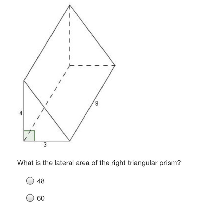 8What is the lateral area of the right triangular prism?480 6096-example-1