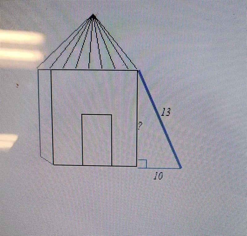 a 13ft ladder leans against the side of the house. the bottom of ladder is 10ft from-example-1