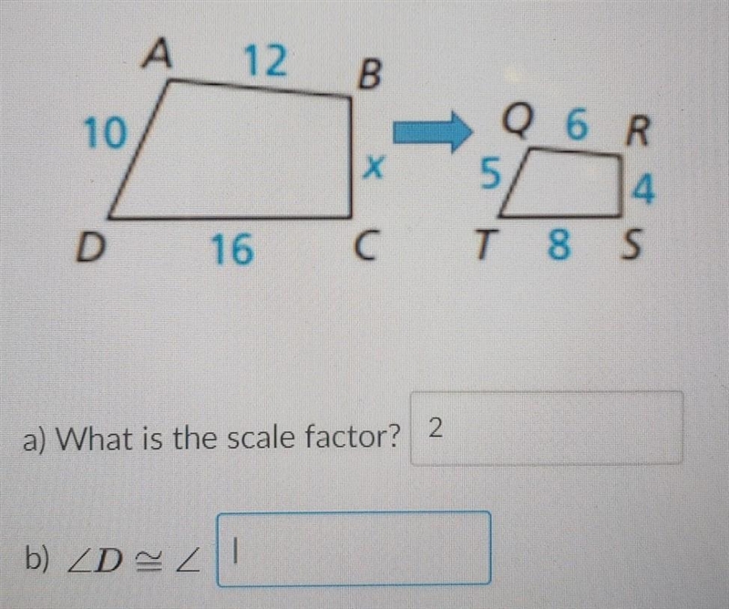 "quadrilateral ABCD is similar to quadrilateral QRST""What is the answer-example-1