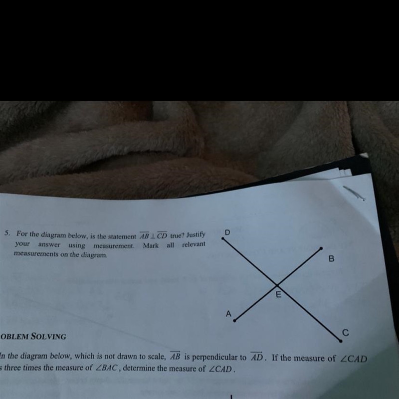 5. For the diagram below, is the statement AB LCD true? Justifyanswer using measurement-example-1