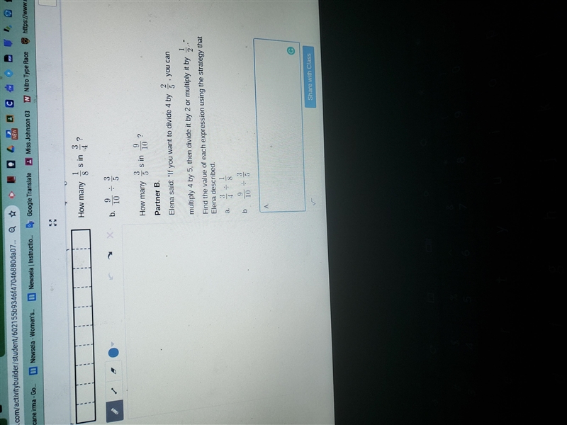 Find the value of each expression using the strategy that Elena described. a. 3/4 ÷ 1/8 b-example-1