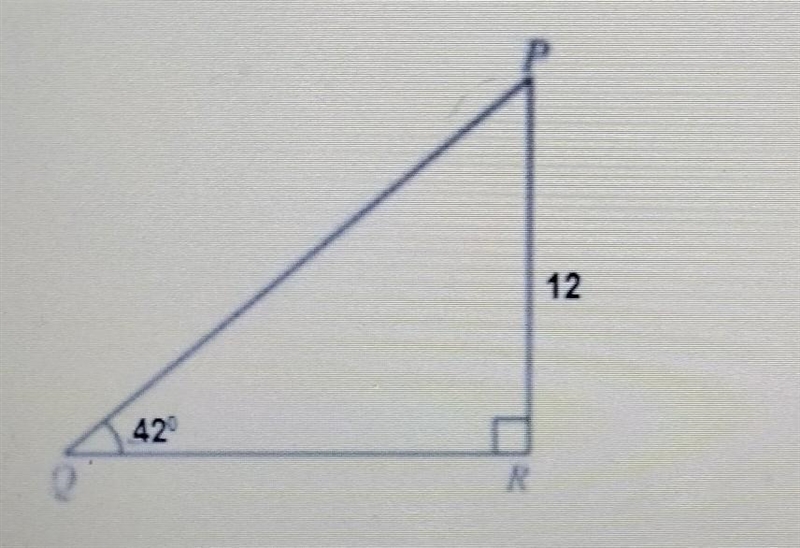 Which of the following expressions can be used to find PQ? A. 12 • sin 42°B. 12 • cos-example-1