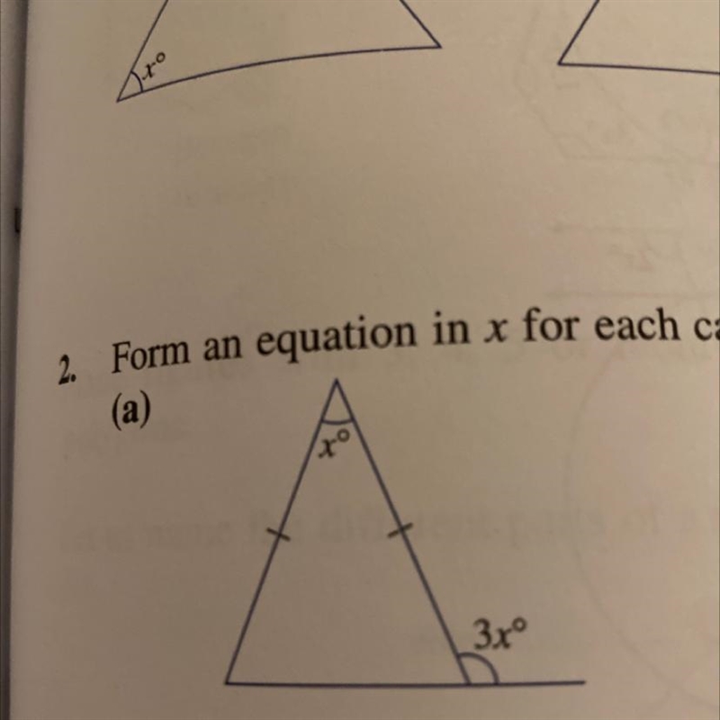 Form an equation in x and solve-example-1