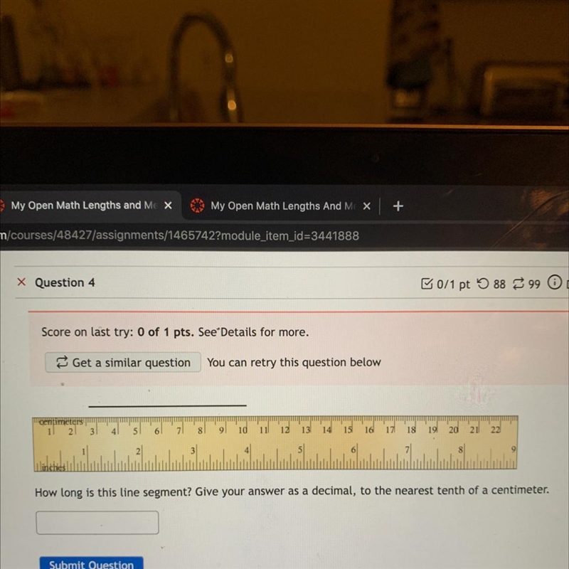 Q: give answer in decimal to the nearest tenth of a cm-example-1