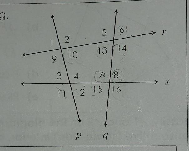 11. Using the diagram below, classify the angle pairs as corresponding. alternate-example-1