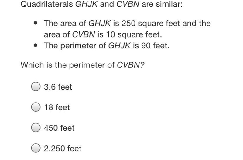 Quadrilaterals GHJK and CVBN are similar:• The area of GHJK is 250 square feet and-example-1