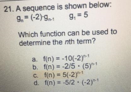 21. A sequence is shown below:9,= (-2):9,19,= 5Which function can be used todetermine-example-1