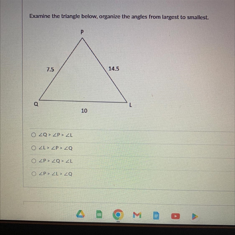 Organize the angles from largest to smallest.-example-1