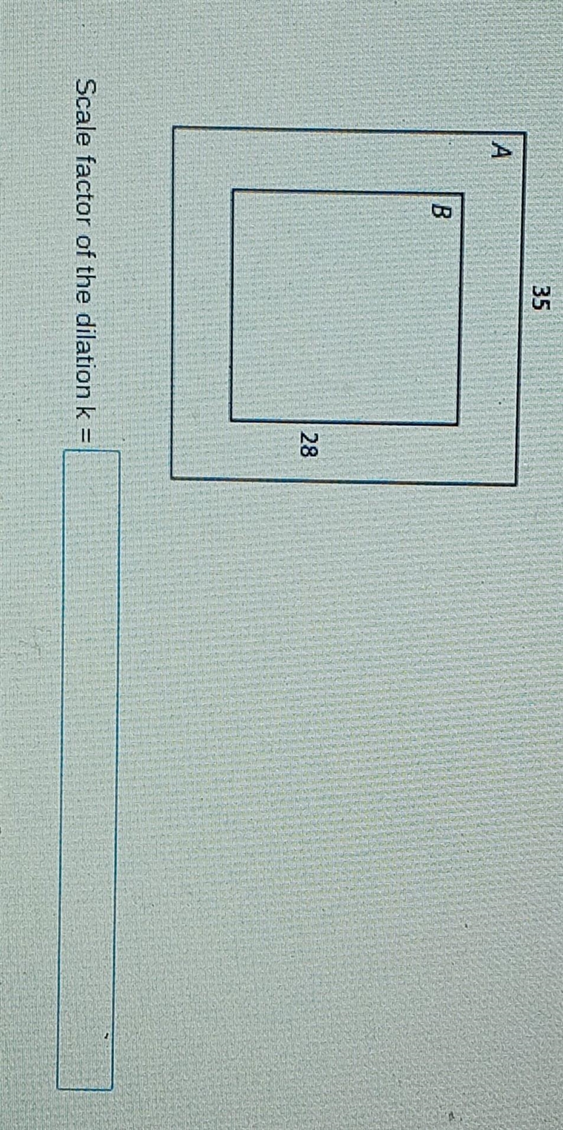 Square A is a dilation of Square B. What is the scale factor of the dilation? Write-example-1