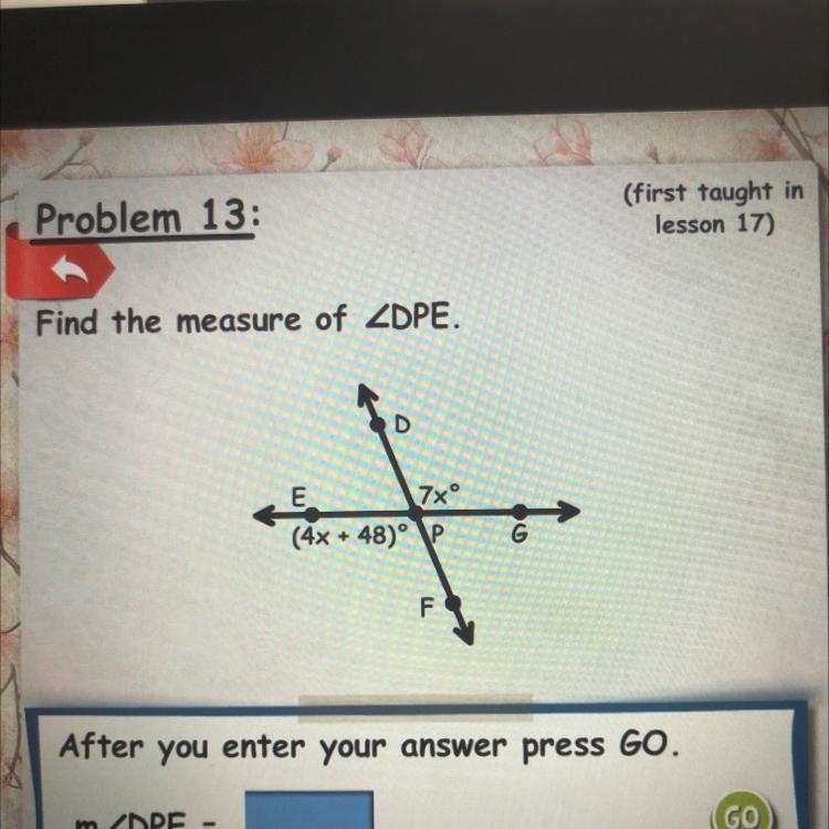 Find the measure of DPE: EPF= 112 EPF and DPE are a loner pair-example-1