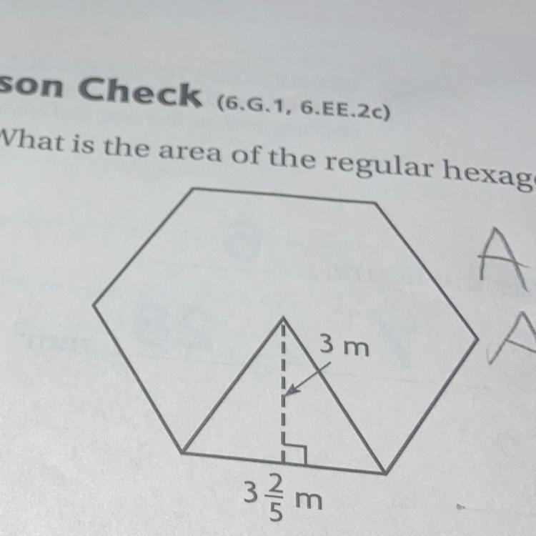 What is the area of the regular hexagon-example-1