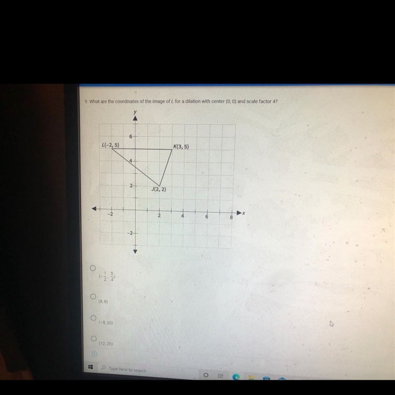 What are Yh coordinates of the image of Al for a dilation with center (0,0) and a-example-1