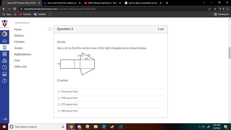 Use a net to find the surface area of the right triangular prism shown below-example-1