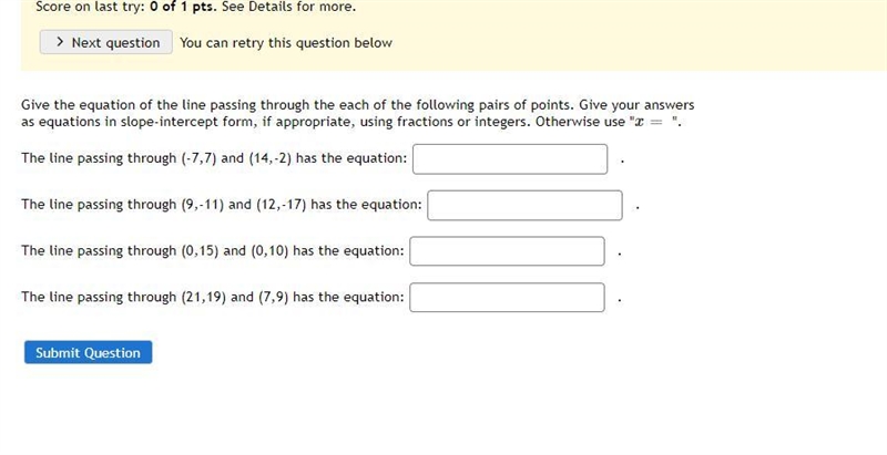 I am struggling with Linear Equations badly. I used the formula y=mx+b and I'm getting-example-1