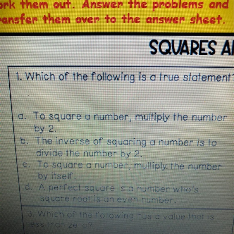 1. Which of the following is a true statement?арa. To square a number, multiply the-example-1