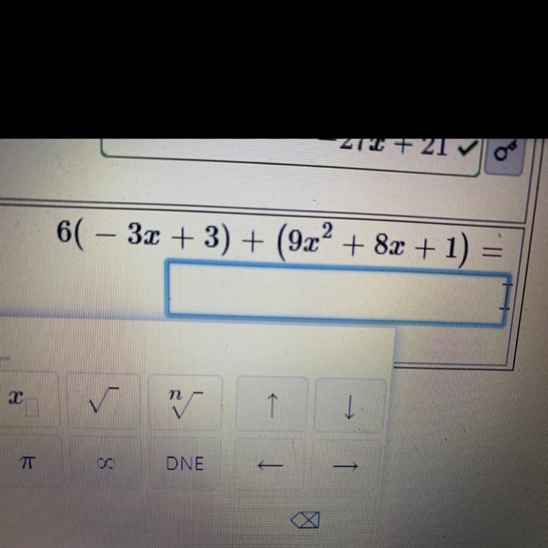 Simplify by using the distributive property and combining like terms-example-1