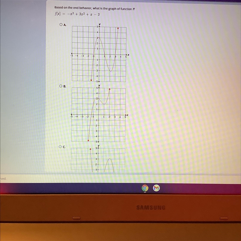 Based on the end behavior, what is the graph of function R?-example-1