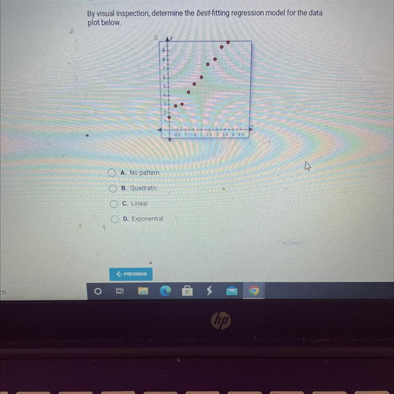 By visual inspection, determine the best-fitting regression model for the dataplot-example-1