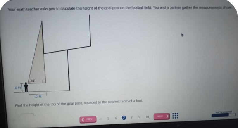 you're my teacher asked you to calculate the height of the goal post on the football-example-1