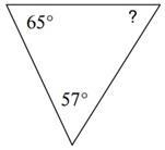 Find the missing angle measure of the triangle.-example-1