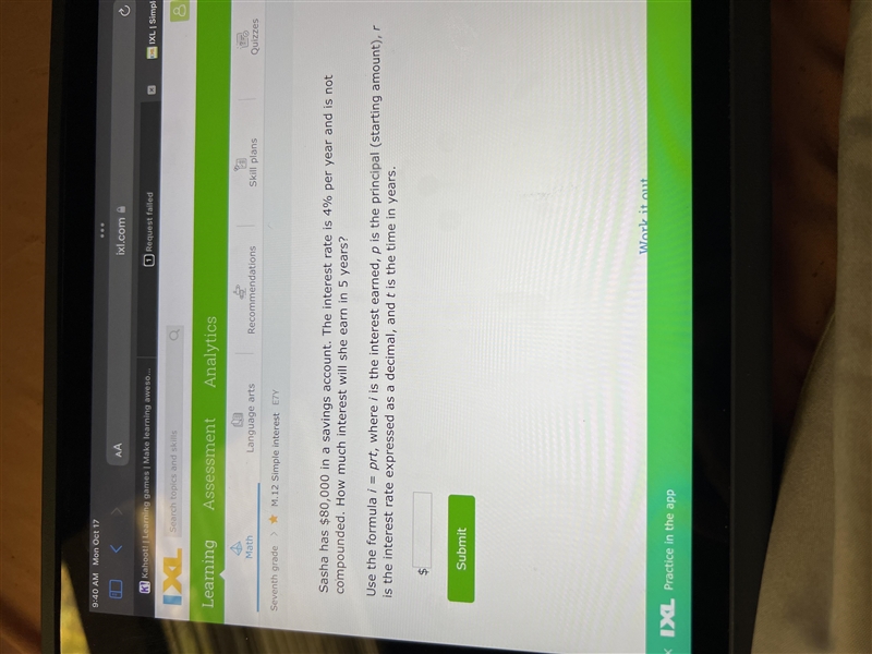 Sash has $80.000 in a savings account. The interest rate is 4% per year and is not-example-1