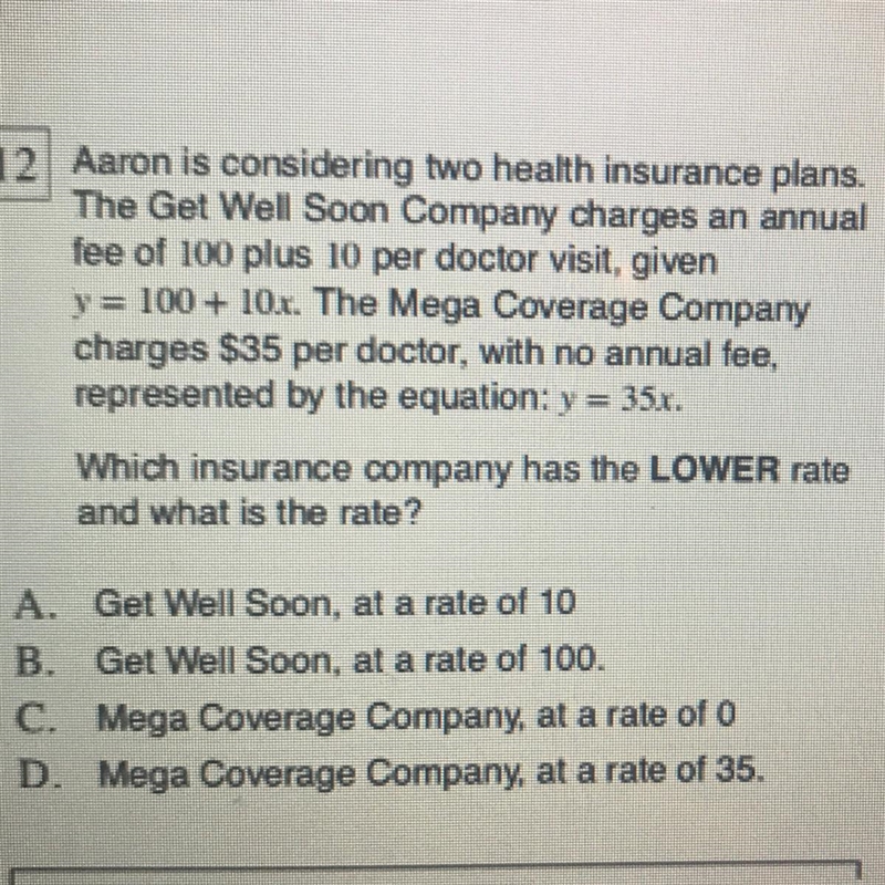 Aaron is considering two health insurance plans.The Get Well Soon Company charges-example-1