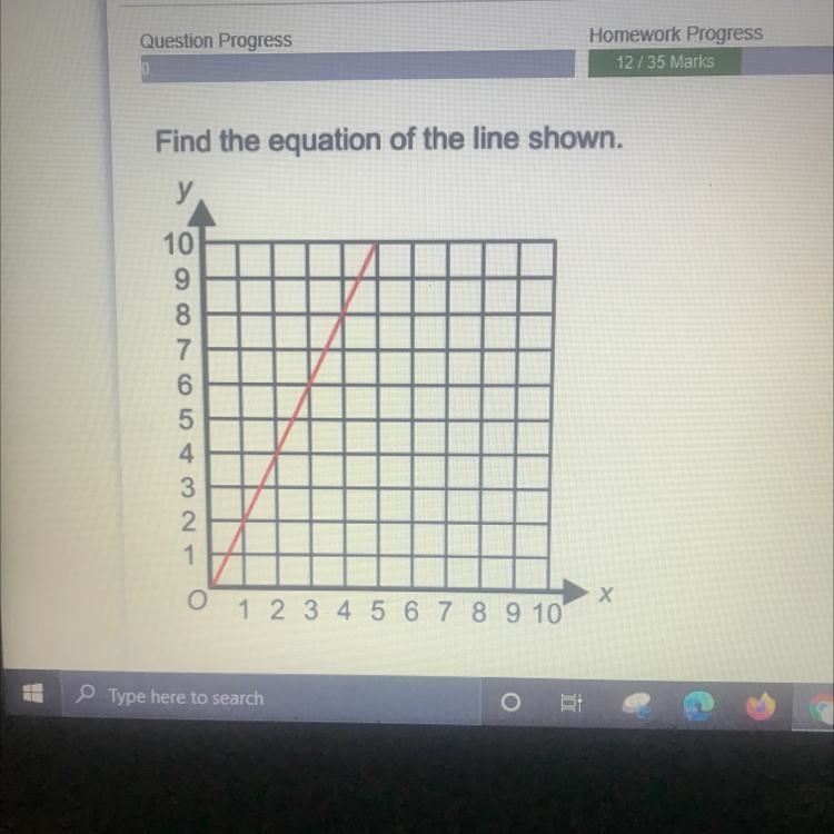 Find the equation of the line shown.-example-1