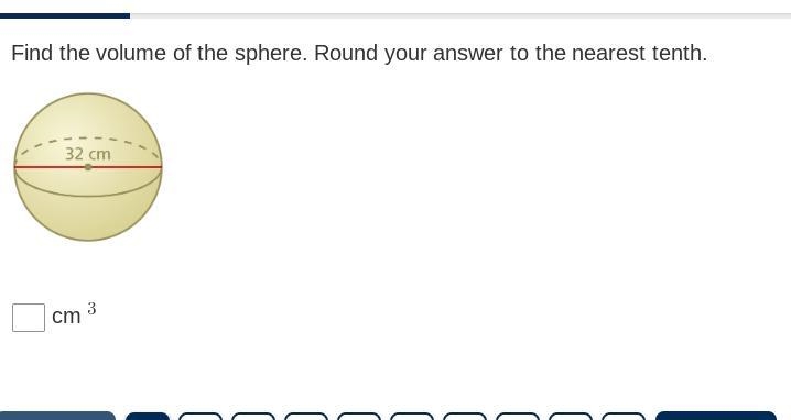 Find the volume of the sphere. Round your answer to the nearest tenth.-example-1