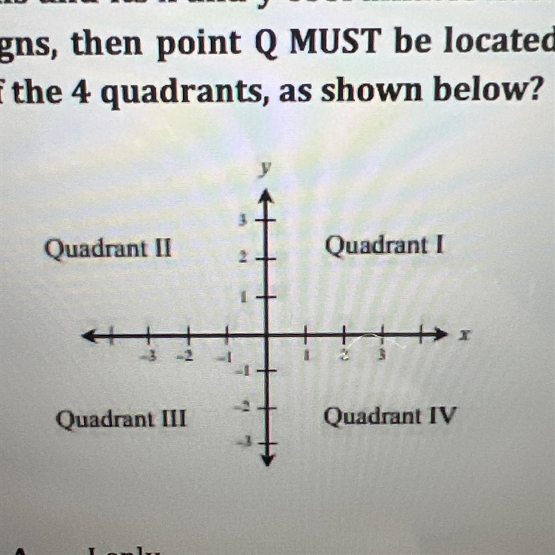 If point Q does not lie on the x-axis or the y- axis and its x and y coordinates have-example-1