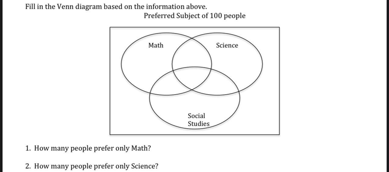 100 people were asked if they liked Math, Science, or Social Studies. Everyone answered-example-1