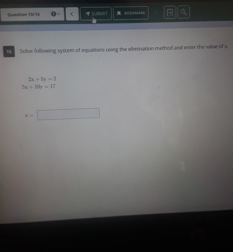 please. Following system of equation using the elimination method and answer the value-example-1