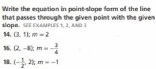 Write the equation in point-slope form of the line that passes through the given point-example-1