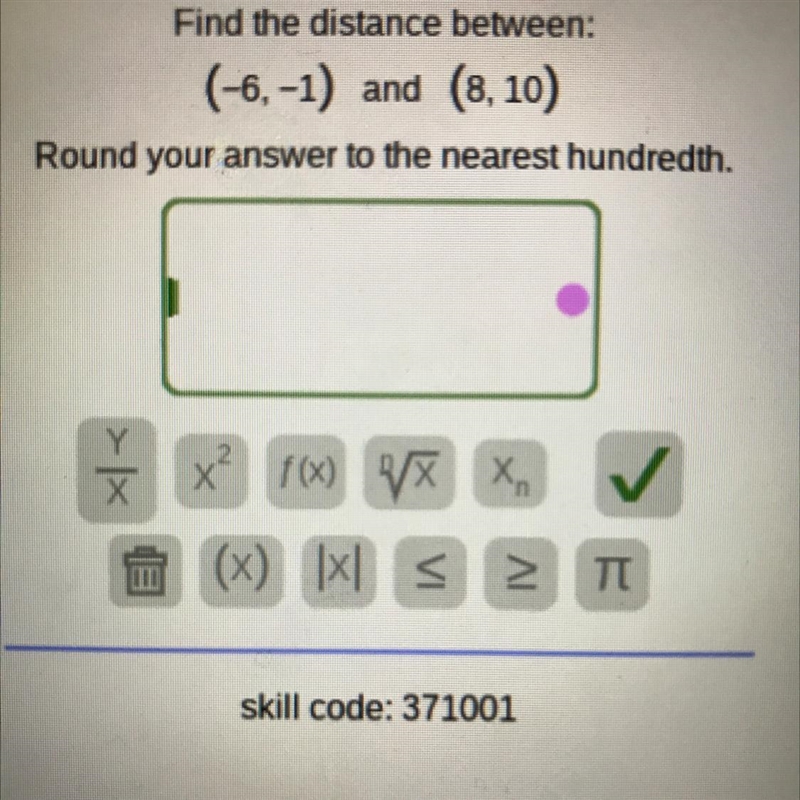 Find the distance between:(-6, -1) and(8, 10)Round your answer to the nearest hundredth-example-1