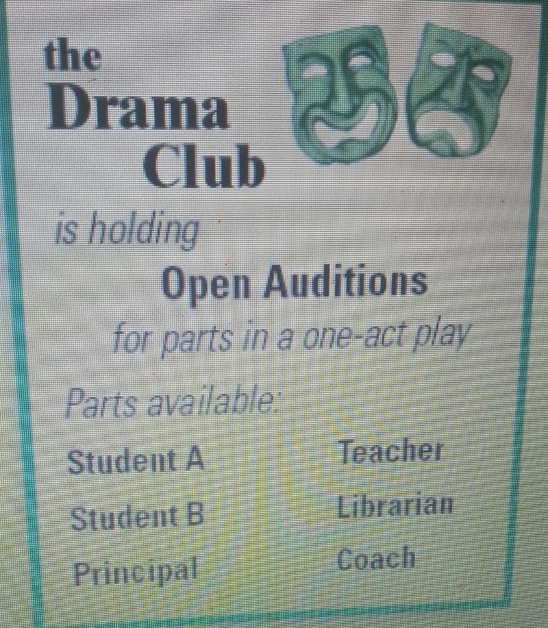 auditions are being held for the play shown. How many ways can the six roles be assigned-example-1