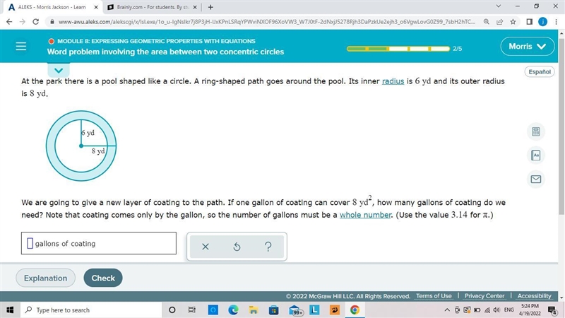 At the park there is a pool shaped like a circle. A ring-shaped path goes around the-example-1