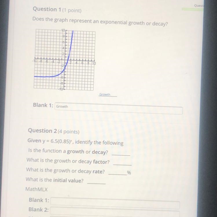 Exponential FuntionsQuestion 11 point)Does the graph represent an exponential growth-example-1