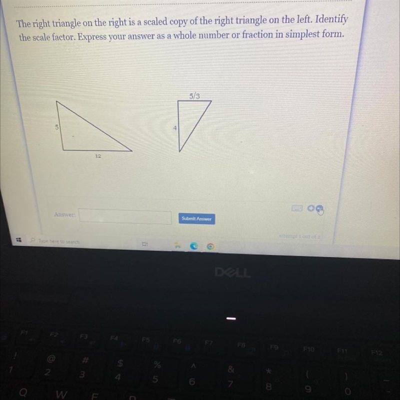 The right triangle on the right is a scaled copy of the right triangle on the left-example-1