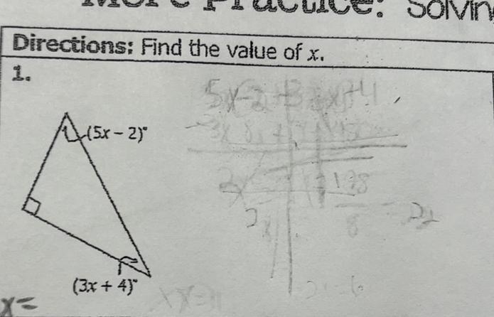 Directions: Find the value of x. 1.-example-1