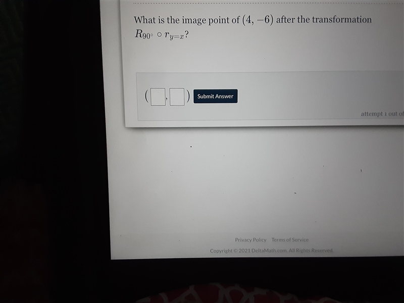 What is the image point of (4, -6) after the transformation R90° O Ty=2?-example-1