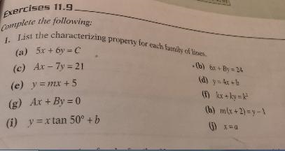 Exercises 11.9 Complete the following: 1. List the characterizing property for each-example-1