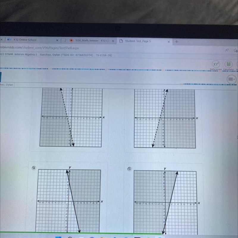 Which graph represents the solution set of - 4x - y ≤ - 6?-example-1