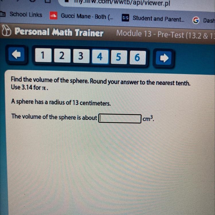 Find the volume of the sphere. Round your answer to the nearest tenth.Use 3.14 for-example-1