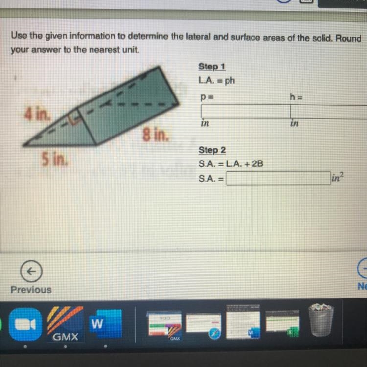 Use the given information to determine the lateral and surface areas of thesolid. Round-example-1