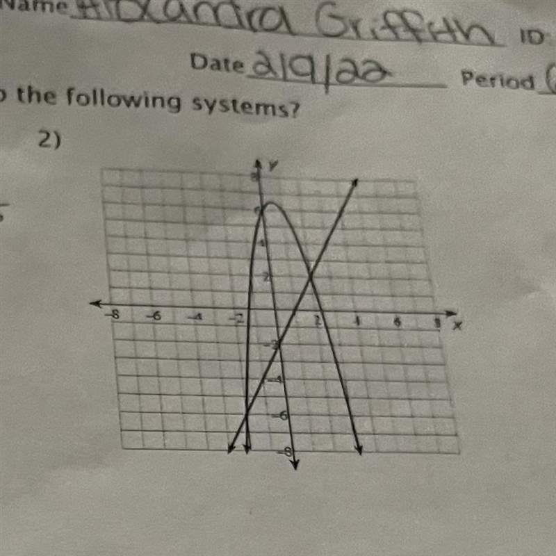 Help me with/ #2 plsUsing the graphs what are the solutions to the following systems-example-1