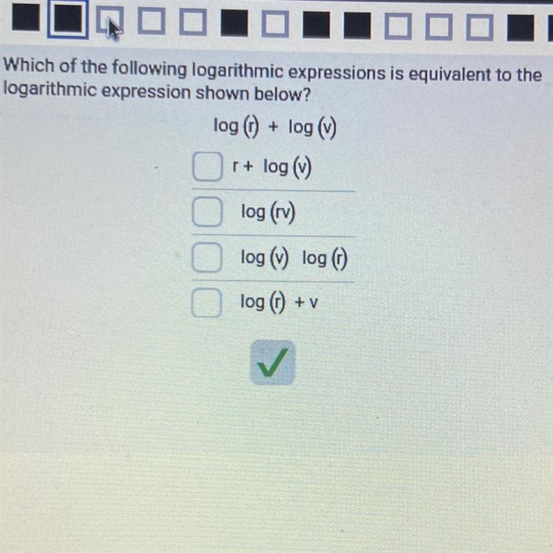 Which of the following logarithmic is equivalent to the logarithmic expression-example-1