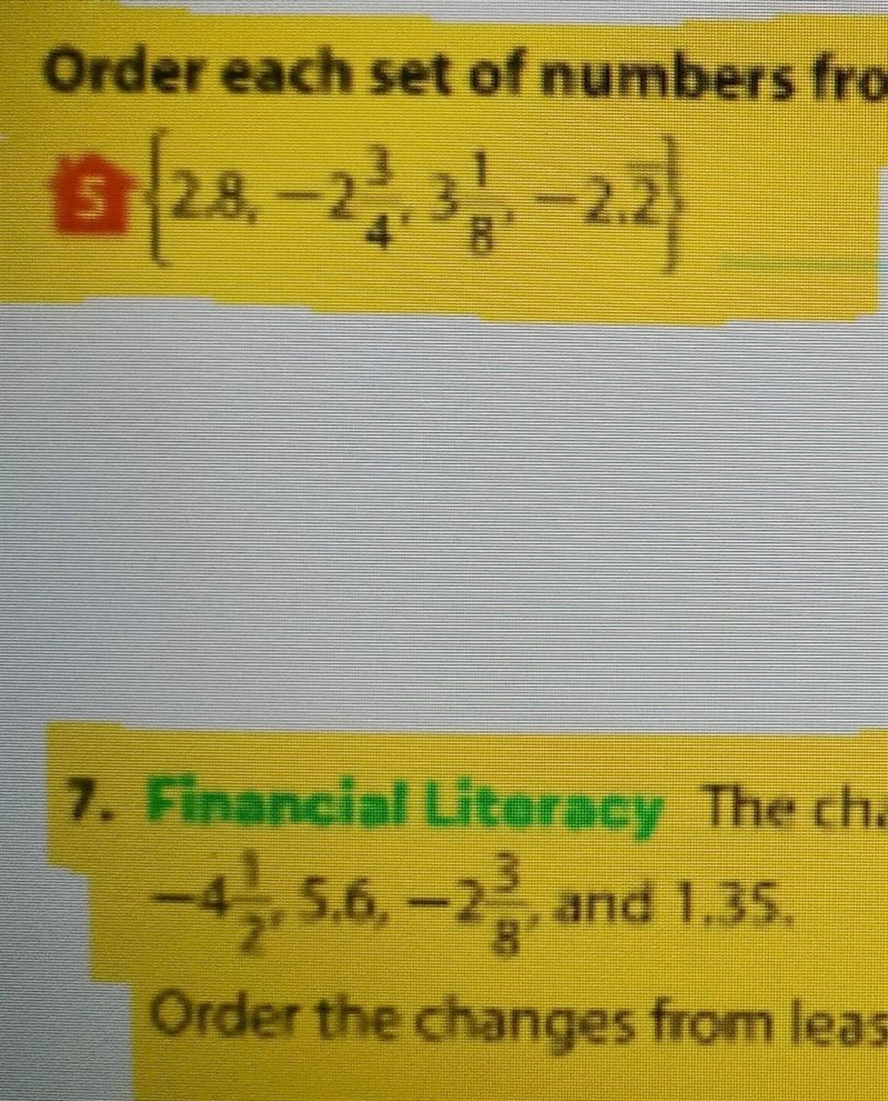 Order each set of numbers from least to greatest. numbers are in the photo-example-1