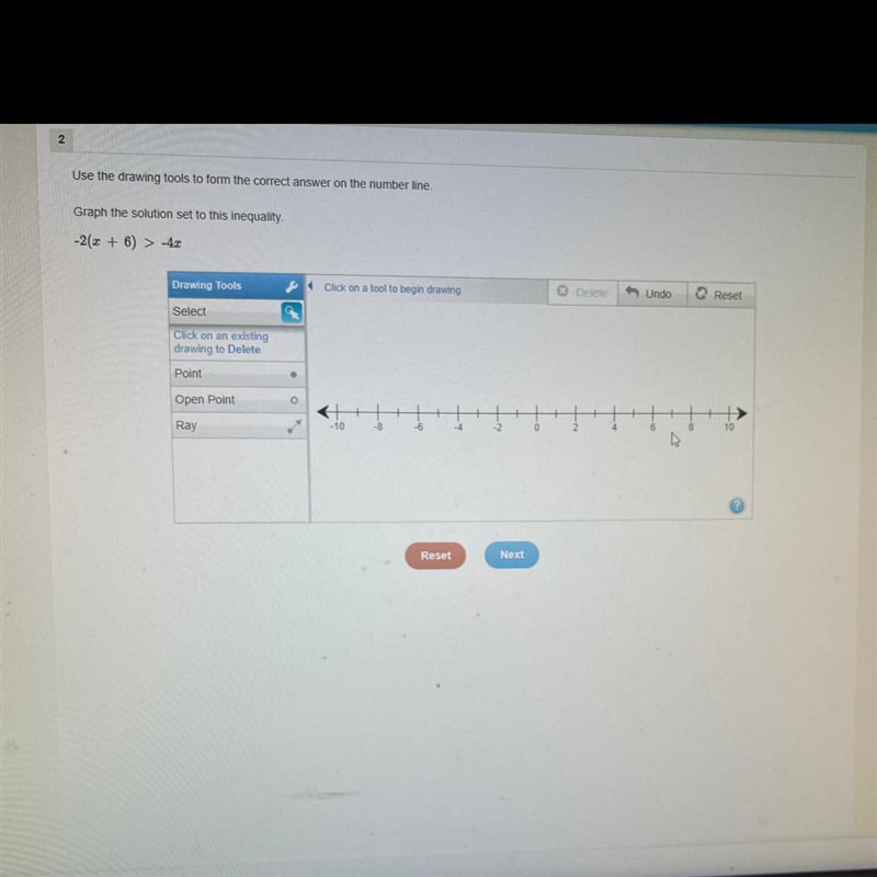 Use the drawing tools to form the correct answer on the number line Graph the solution-example-1