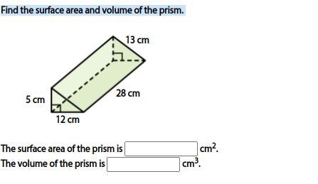 Find the surface area and volume of the prism.-example-1